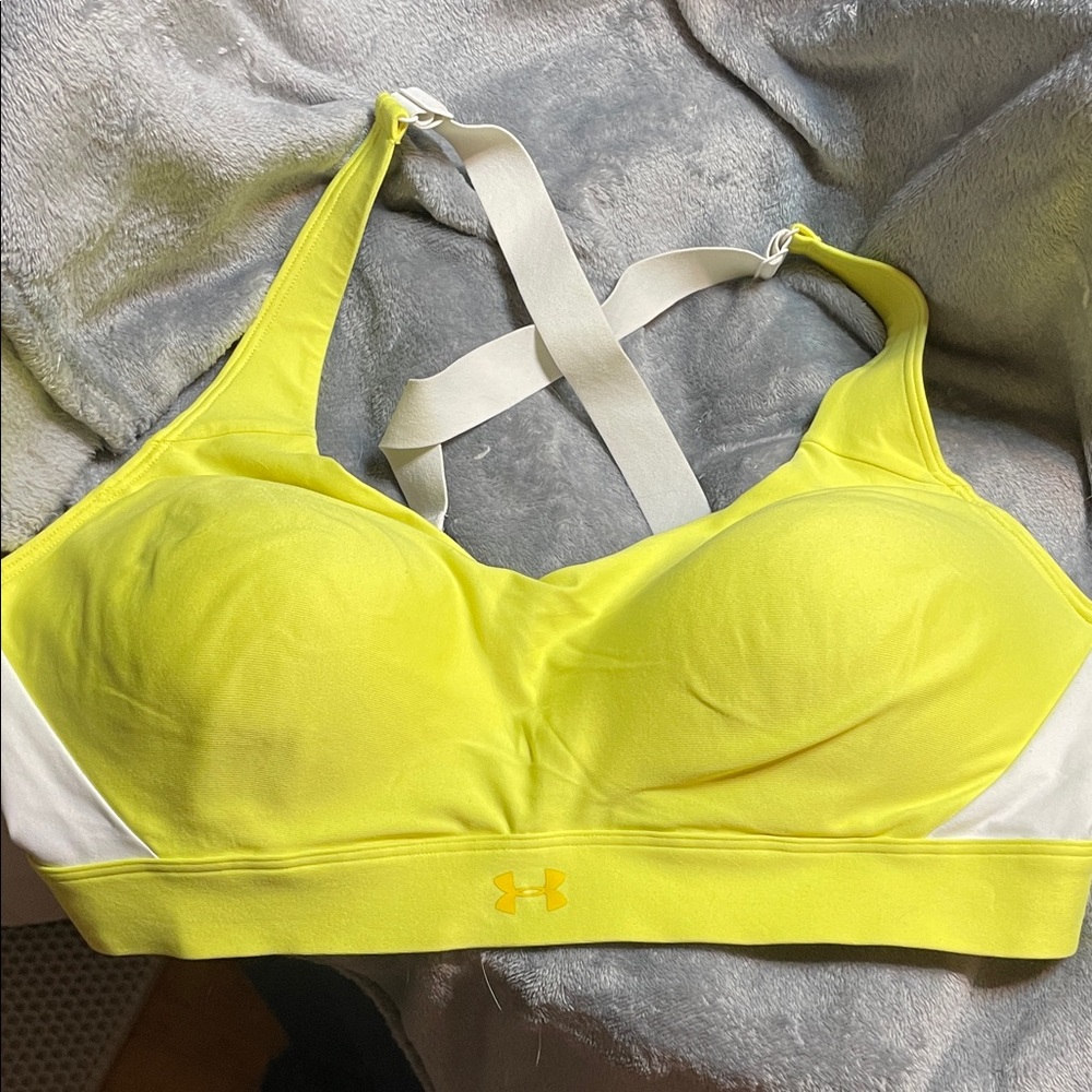 Under Armour Women's Bright Yellow and White Sports Bra